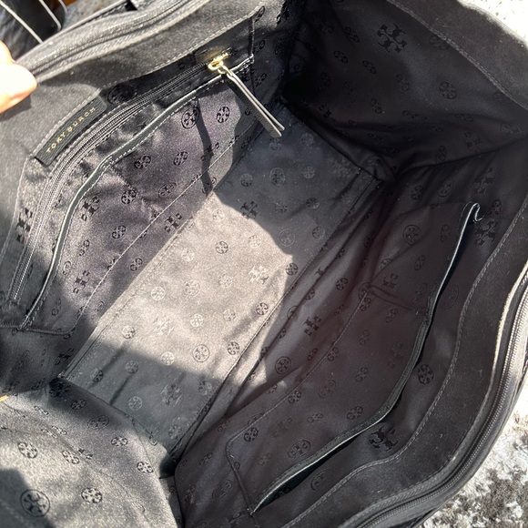 Tory Burch Black Leather & Canvas Double-Compartment Tote - Picture 2 of 5